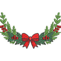 Diseño Para Bordado Arco De Acebo Navideño De 8 Cm
