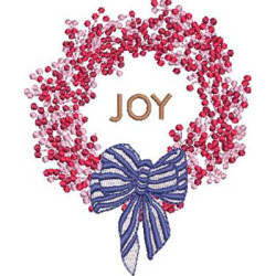 Embroidery Design Christmas Frame With Striped Bow Joy