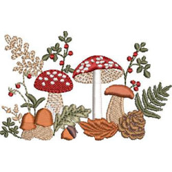 Matriz De Bordado Arranjo De Natal Com Cogumelos 1