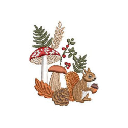 Diseño Para Bordado Champiñones Con Piña Y Ardilla 1