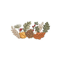 Embroidery Design Arrangement Of Leaves With Pinecone ..
