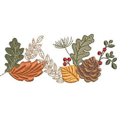 Embroidery Design Arrangement Of Leaves With Pinecone ..