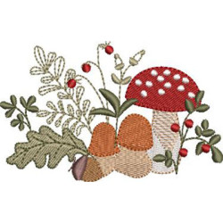 Matriz De Bordado Arranjo De Natal Com Cogumelos 5