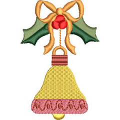 Embroidery Design Christmas Bell With Holly..