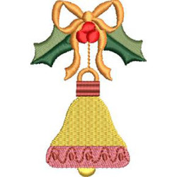 Embroidery Design Christmas Bell With Holly
