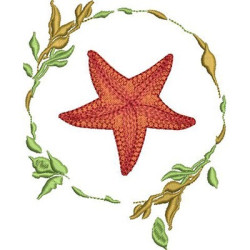 Embroidery Design Sea Star Seaweed Frame