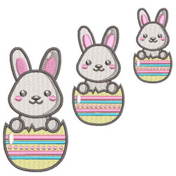 Embroidery Design 3 Rabbits In The Egg