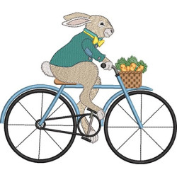 Embroidery Design Rabbit On Bike 20 Cm