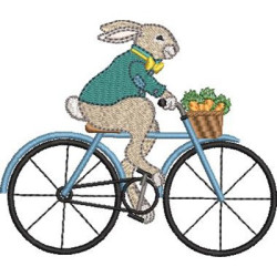 Embroidery Design Rabbit On Bike 10 Cm