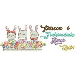 Embroidery Design Bunnies With Easter Message 4