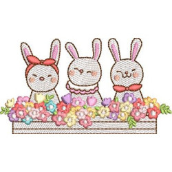 BUNNIES IN THE FLOWER