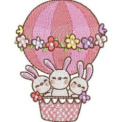 Embroidery Design Bunnies In The Balloon