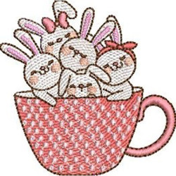 Embroidery Design Bunnies In The Cup