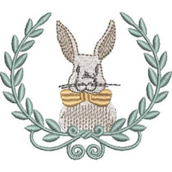 Embroidery Design Rabbit In Acacia Frame 2