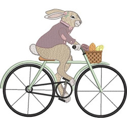 Embroidery Design Bunny On The Bike 20 Cm
