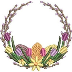 Embroidery Design Tulips Frame With Eggs