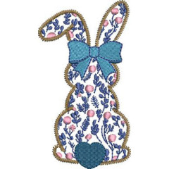 Embroidery Design Floral Rabbit With Bow Detail...