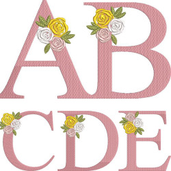 Diseño Para Bordado Alfabeto De Letras Grandes Con Flores