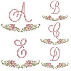 Embroidery Design Pack Of 26 Initials With Floral Desi..
