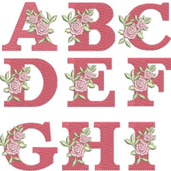Embroidery Design Pack Of 27 Initial Letters E 5 Cm With Roses