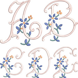 Matriz De Bordado Pacote 26 Iniciais Florais Com 16 Cm