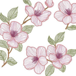 Embroidery Design 7 Pack Of Rippled Cherry Blossoms