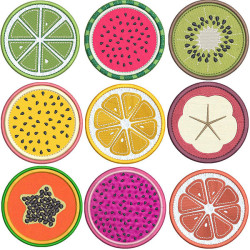 Diseño Para Bordado Paquete Suporte De Vaso Frutas