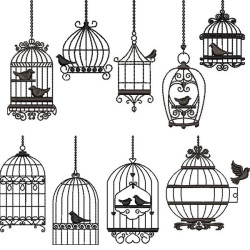 Embroidery Design Cages And Birds Package