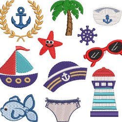 PACK OF 40 CHILDREN'S NAUTICAL EMBROIDERIES