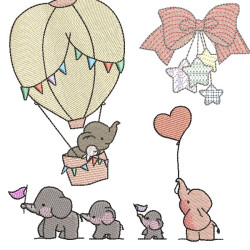 Diseño Para Bordado Paquete Del Bebé Del Elefante.