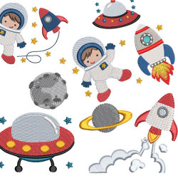 Diseño Para Bordado Paquete Astronáutico Niño