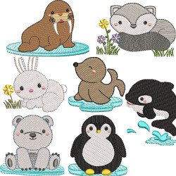 Embroidery Design Package 7 Animals Of The Arctic