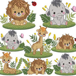 Pack Of 15 Safari Embroidery Design 3