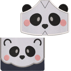 Matriz De Bordado Kit Bolsinha E Máscaras Panda 5 Tamanhos