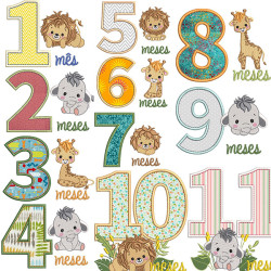 Matriz De Bordado Pacote Mesversário Safari