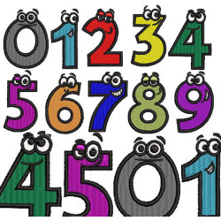 Matriz De Bordado Pacote Numeral Com Carinha 0 A 9 Com 5 E 10 Cm