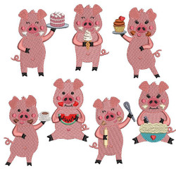 Embroidery Design Package 7 Pigs For Week