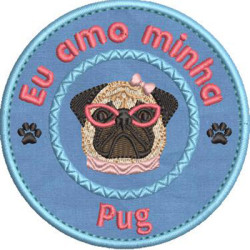 Matriz De Bordado Eu Amo Minha Pug