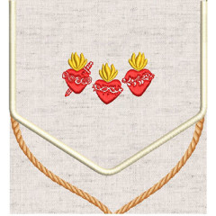 Embroidery Design Viaticum Bag Kit Project 3 Hearts..
