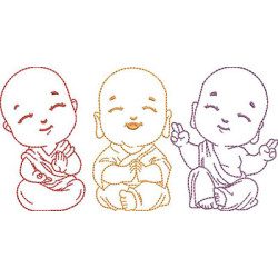 Embroidery Design Trio Of Buddhas Cute Contoured 1