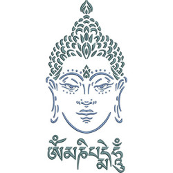 Embroidery Design Big Buddha Head Om Mani Padme Hum 1