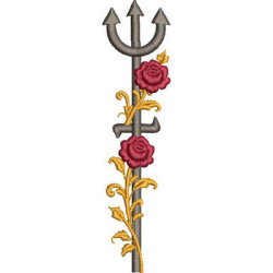 Embroidery Design Pomba Gira Trident With Roses