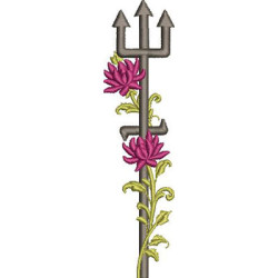 Embroidery Design Exu Trident With Chrysanthemum