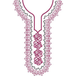 Diseño Para Bordado Cuello De La Prenda Camisú Con Rosas 2