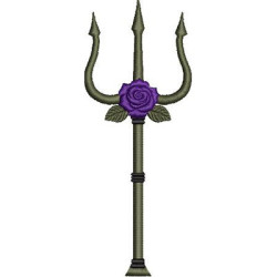 Embroidery Design Pomba Gira Trident With Rose
