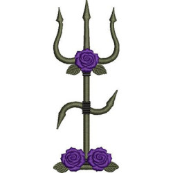 Embroidery Design Pomba Gira Trident With Roses 2