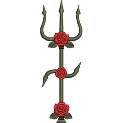 Embroidery Design Pomba Gira Trident With Roses 3