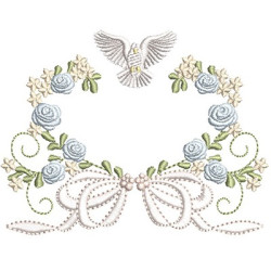 Embroidery Design Baptised Frame With Roses And Divine