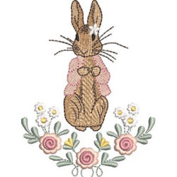 Embroidery Design Rabbit In The Floral Frame 1