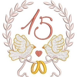 Embroidery Design Wedding Doveys Frame 15 Years